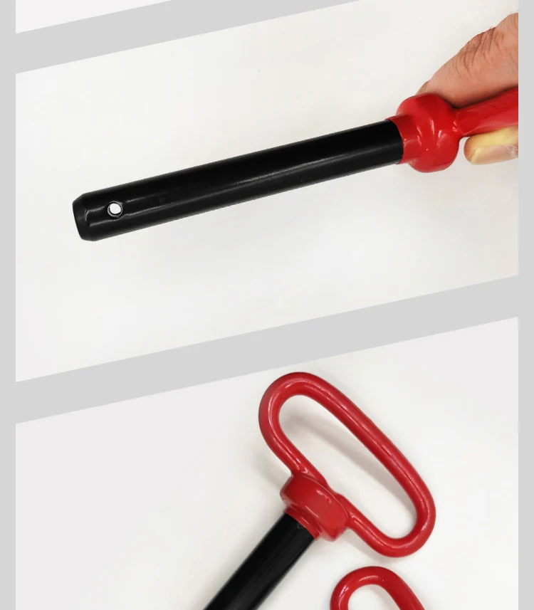 Sicherungsstift für Anhängerkupplung mit gummibeschichtetem Griff, Anhängerkupplungsstift mit rotem Kopf – Detail 7