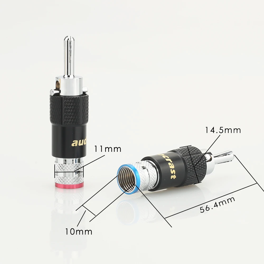 4xAudiocrast rodowane Audio złącze głośnikowe typu Banana blokada śrubowa 10mm złącze przewodu kablowego kabel głośnikowy wtyczka HIFI Diy