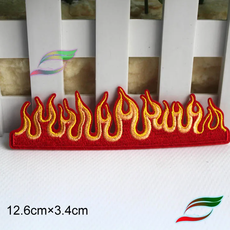 Flaming flame embroidery adhesive tape epaulette badge clothing clothing patch   A526 military standard outdoor stage logo