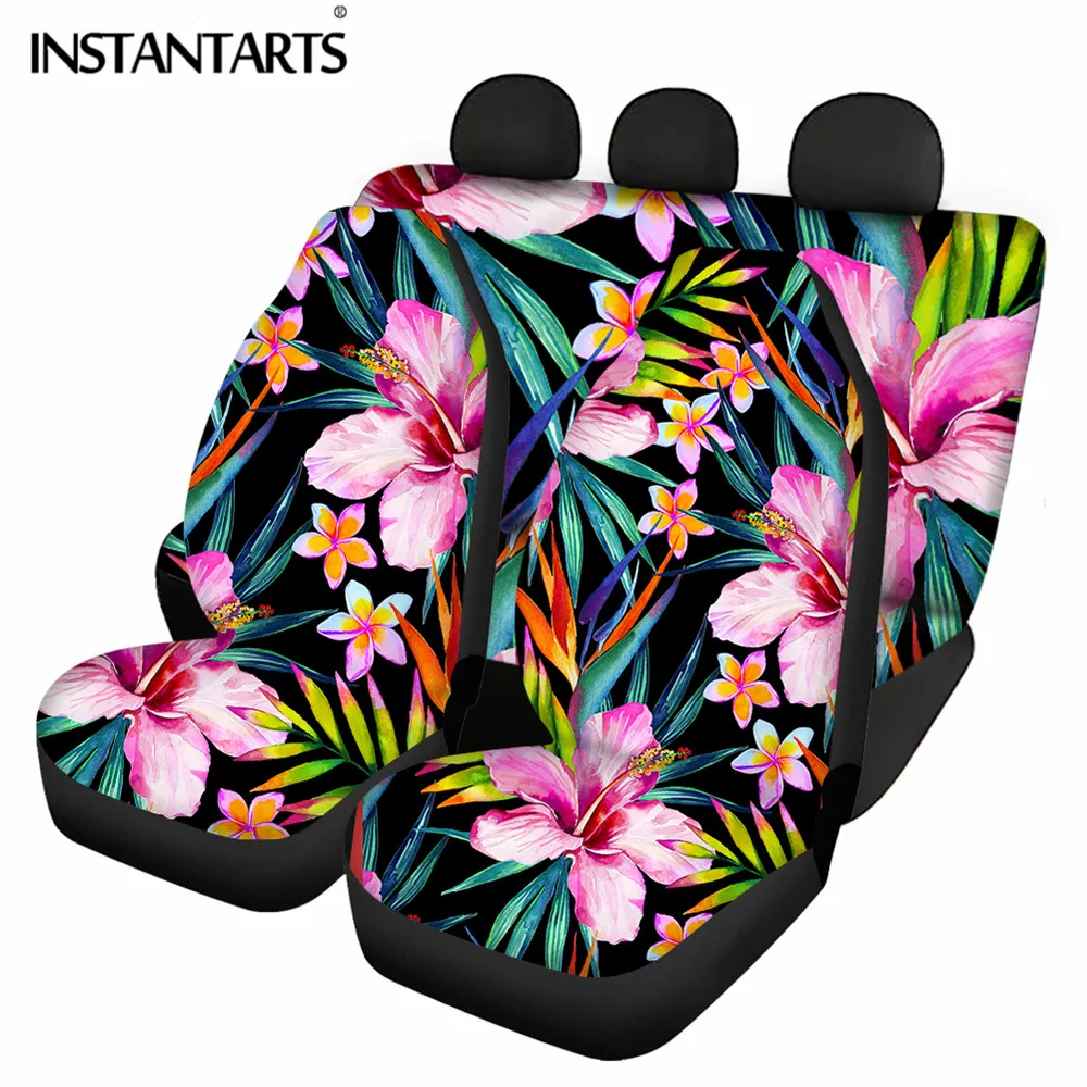 INSTANTARTS Hawaiian Hibiscus Polynesian Floral Pattern Car Seat Cover fit Most Cars Auto Intorior Decor Sheet Automotive Seat