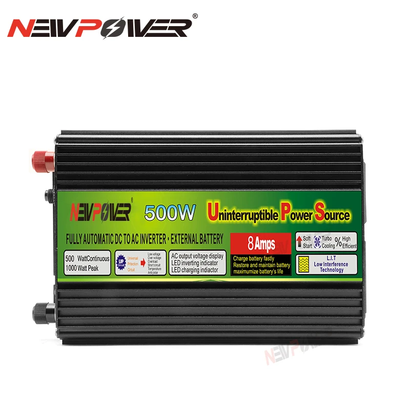 12VDC 500W off grid inverter 110V/220VAC Modified sine wave inverter UPS with AC Battery Charging Function, Surge Power 1000W