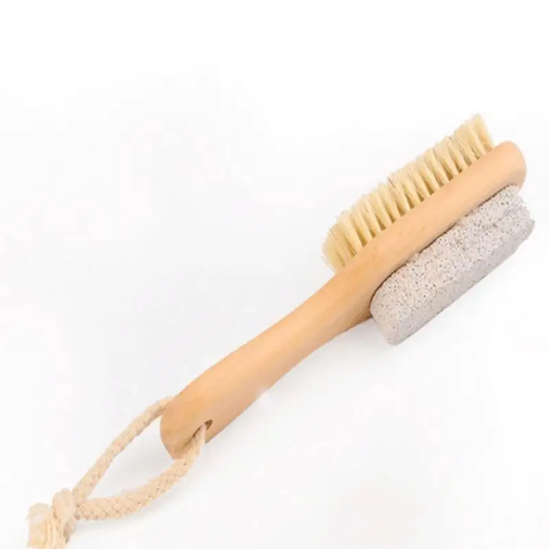 

Bath Mane Bristles Clean Feet Brush Wooden Pumice Stone Feet Pedicure Callus Removal Spa Brush LX7783