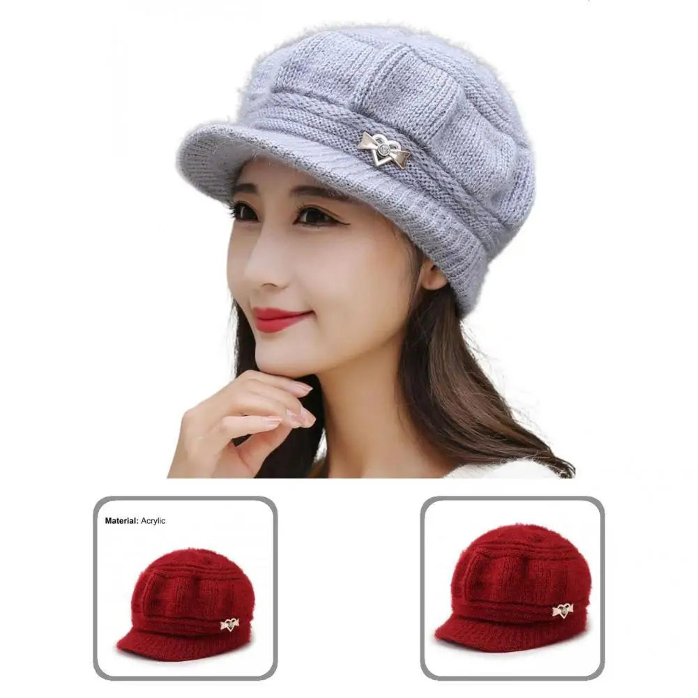 Peaked Hat All Match Autumn Winter Sun Pure Color Knitting Hat Peaked Cap Fashion Accessories