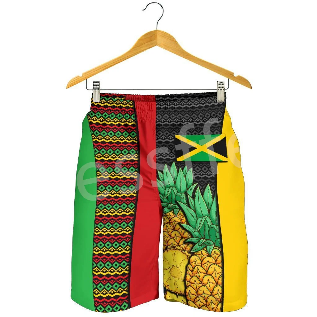 Tessffel 3DPrint NewFashion Nước Cờ Jamaica Sư Tử Quốc Huy Retro Mùa Hè Quần Short Nam/Nữ Harajuku Unisex Bãi Biển Dài Thấm Hút Mồ Hôi Cho No.3