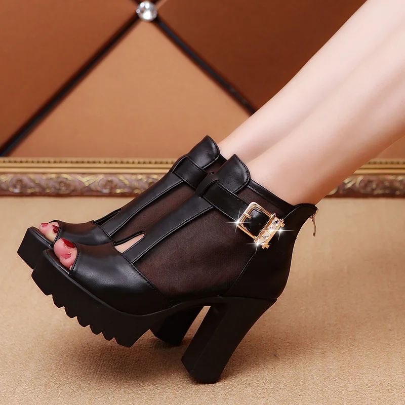 shoes woman sandals high heels sexy square heel women sandals Ladies Peep toe Breathable Pumps Shoes Women Fashion Dress Shoes