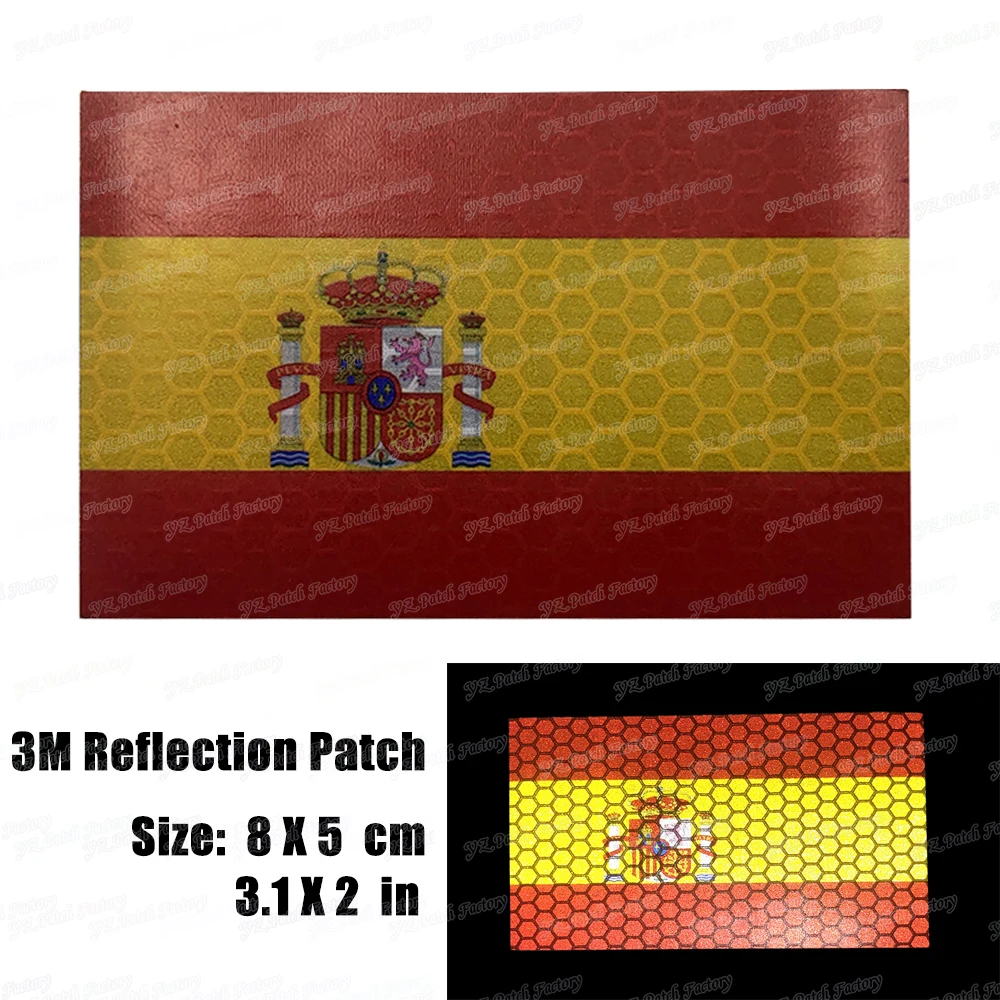 Flag of Cross Burgundy Infrared Reflective IR Patch Spain Flag Spanish Emblem Armband Tactical Applique