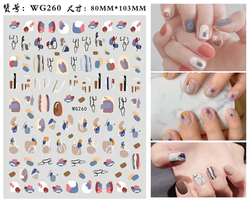 Top Nail Stickers Abstracte Vrouw Ontwerp 3D Nail Art Sticker Decal Stempelen Back Gule Diy Nail Decoratie Gereedschap Accessoires