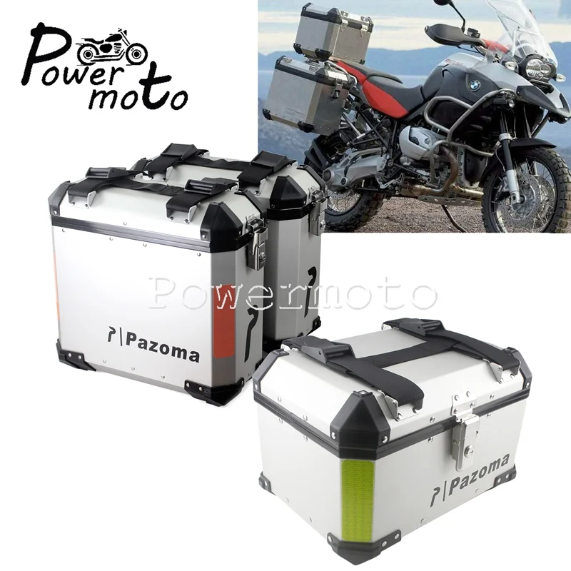 Aluminum Waterproof 36L+45L Side Case Topcase Helmet Storage Box Tail Cargo Carrier Universal For BMW R1200GS Yamaha Bandit GS