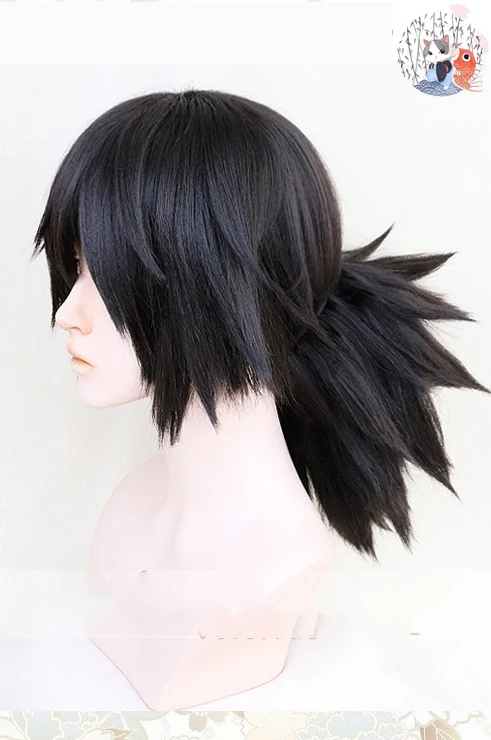 Tomioka Giyuu Cosplay Wig Halloween Anime Short Big Haired Synthetic Hair