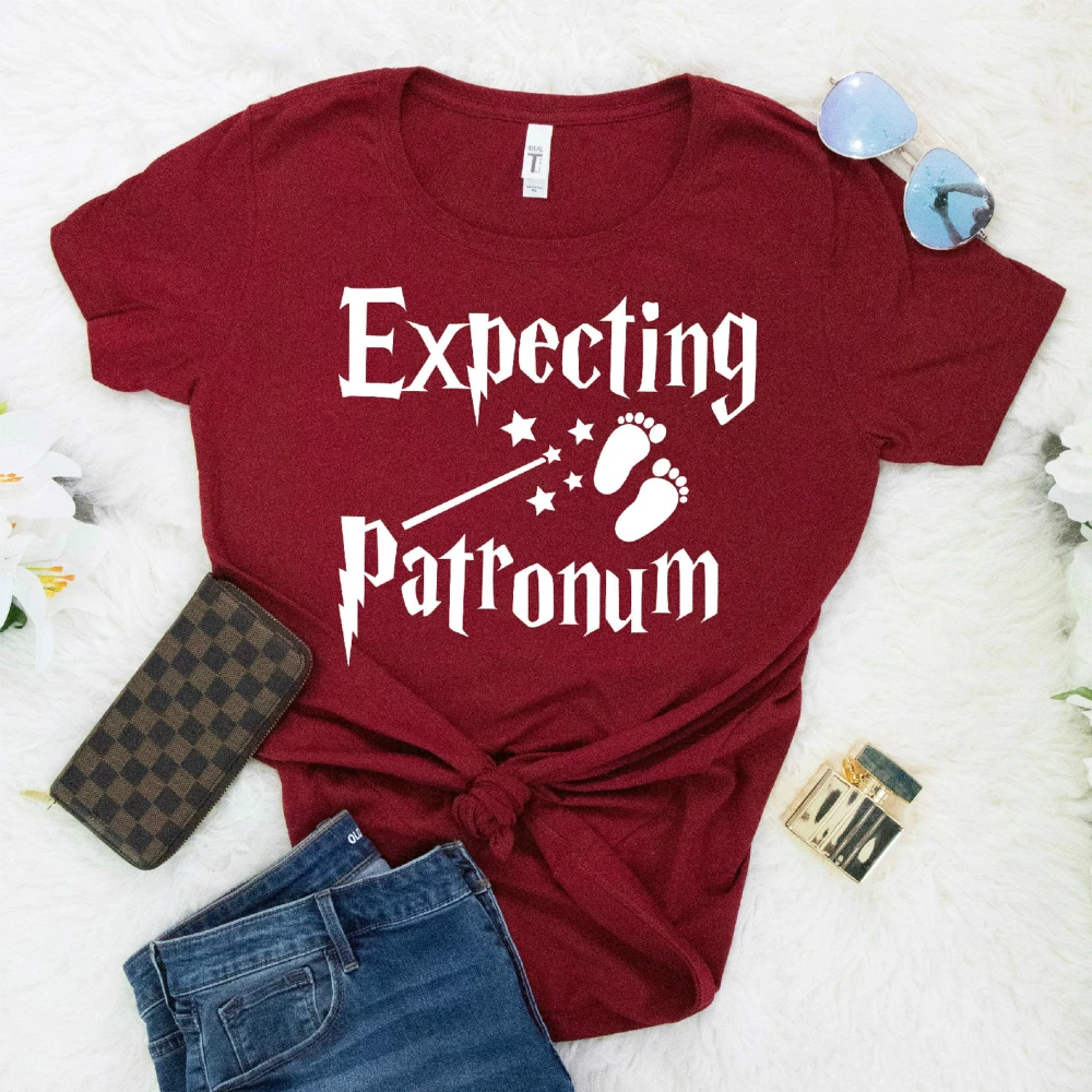 Expecting Patronum Shirt Funny Pregnancy Announcement T-Shirt Mommy To Be Tee Women Pregnancy Reveal Shirt Hp Fans Shirt