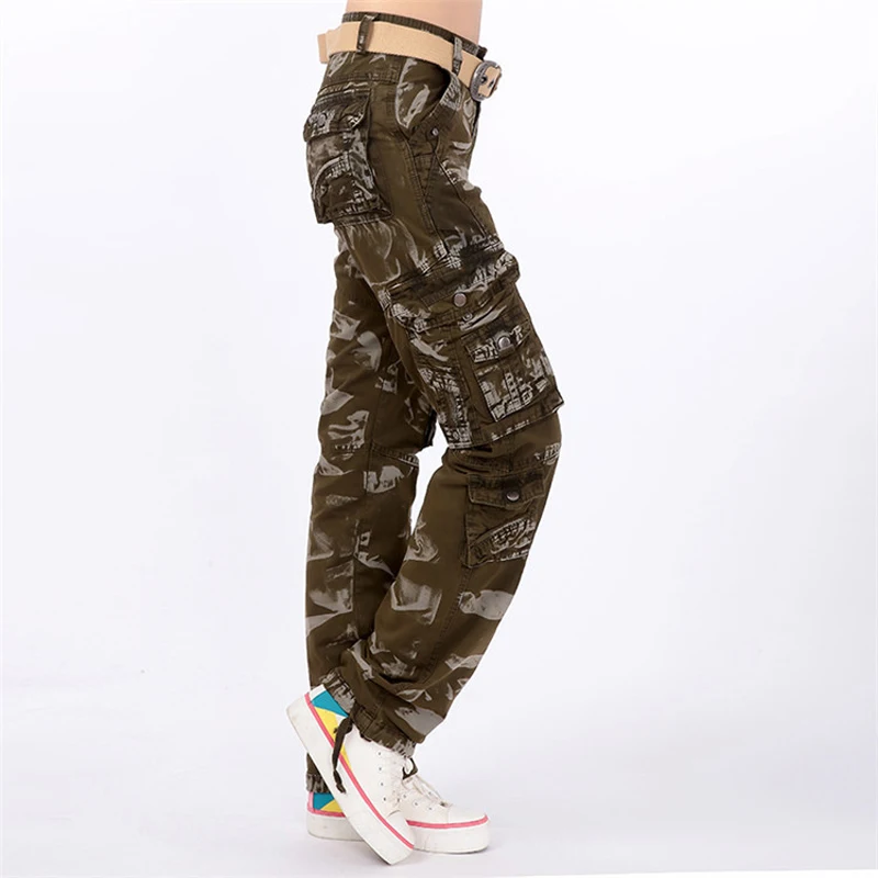 Pantaloni militari tattici Casual Harem pantaloni Multi tasche pantaloni Streetwear pantaloni Cargo da donna tinta unita caramelle novità