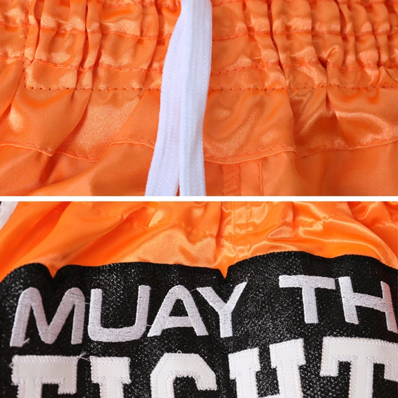 Muay Thai Shorts Männer Stickerei Sport Fitness Kampf Kickboxen Kurze Hosen Frauen Kinder Nach Sanda MMA Boxeo Badehose Schwarz