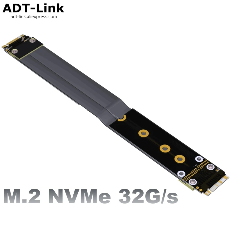 

ADT M.2 NVMe To M.2 NVMe x4 Extension Cable Male to Male PCIe Full Speed 32G/bps M Key Solid Drive Riser Extender Tx-Rx /Rx-Rx