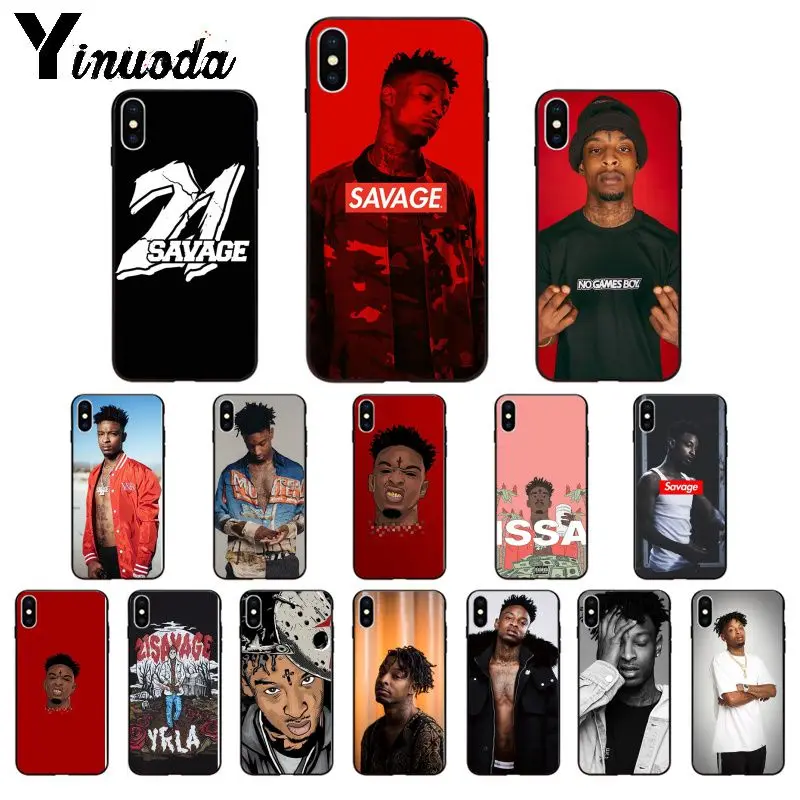 

Yinuoda Rapper 21 Savage TPU Soft black Phone Case Cover for iPhone 6S 6plus 7 7plus 8 8Plus X Xs MAX 5 5S XR