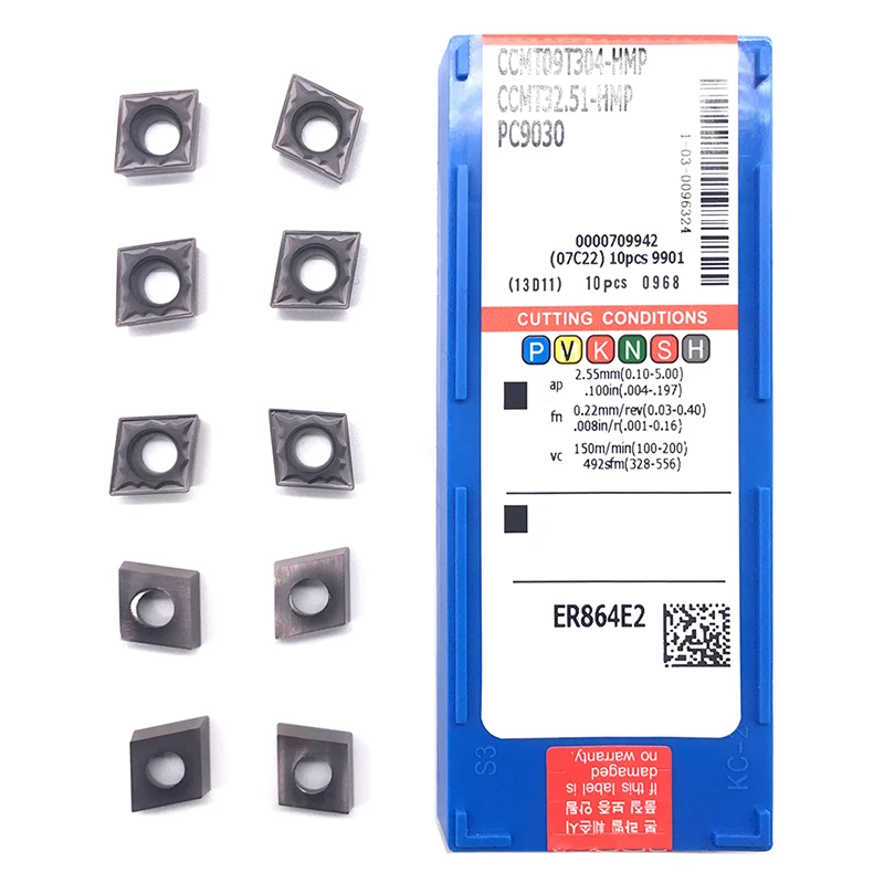 Inserções 100% original ccmt09t304 ccmt09t308 hmp pc9030 alta qualidade ferramenta de gerencio interno cnc carboneto inserção para aço inoxidável