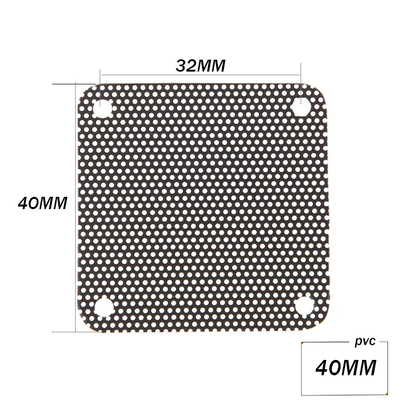 200PCS 40mm 4cm Cuttable Black PVC PC Fan Dust Filter Dustproof Case Computer Mesh Cooling Ultra Fine Dustproof Cover 40mmx40mm