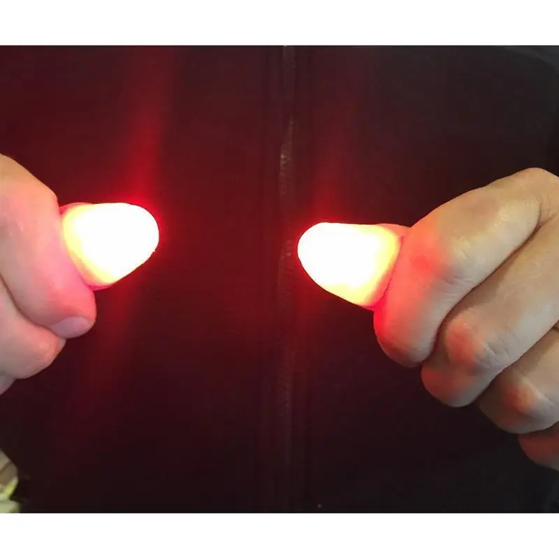 2pcs Magic Light Up Finger Fingers LED Tricks Thumb Props Novelty Funny Toys Finger Lights Magic For Kids Halloween Party Toys