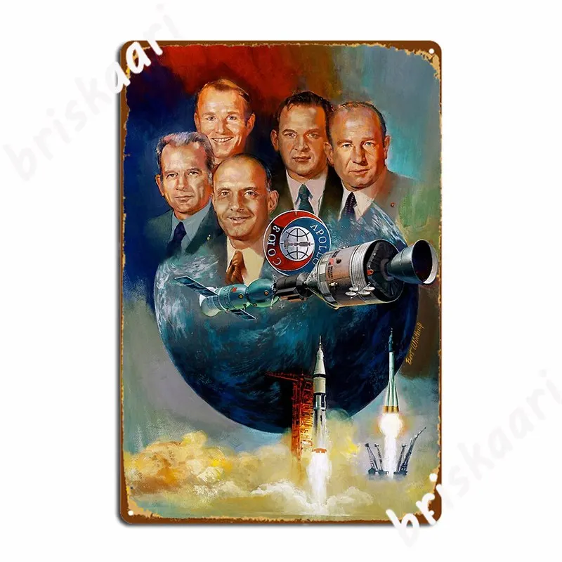 Apollo Soyuz Test Project Crews Metal Sign Wall Pub Wall Wall Plaque Create Tin Sign Poster