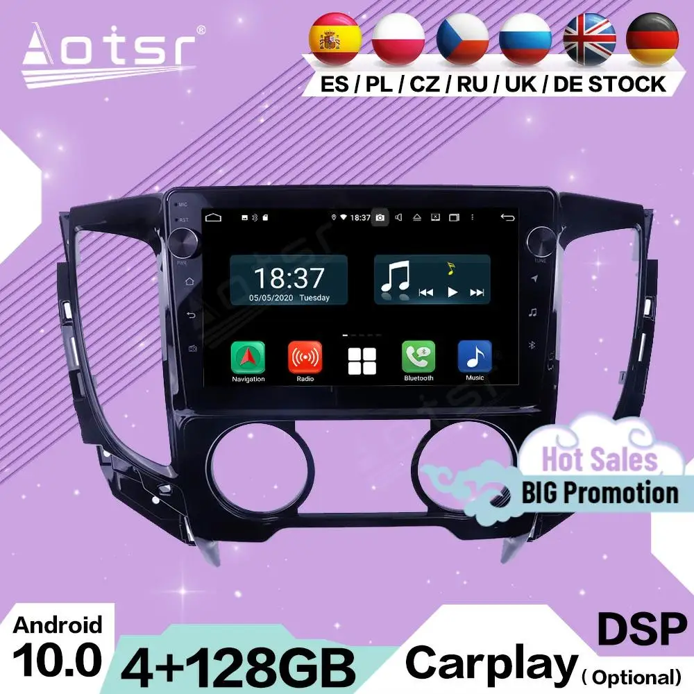 2 Din Carplay Multimedia Stereo Android For Mitsubishi Triton 2018 2019 2020 GPS Navigation Video Audio Radio Receiver Head Unit