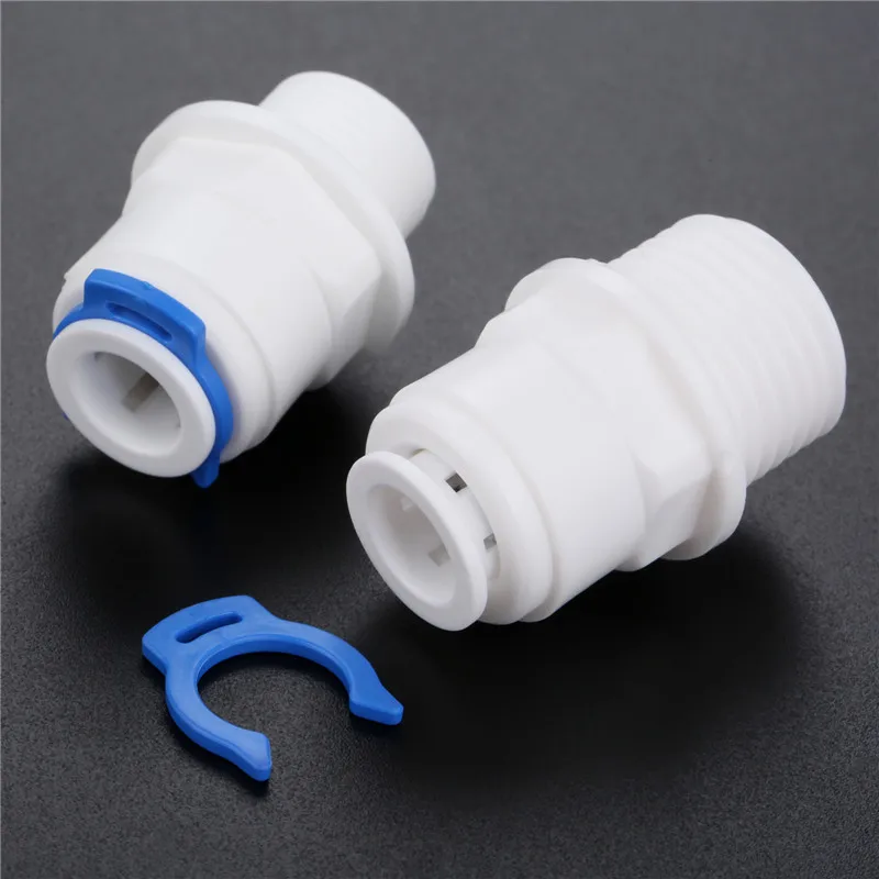 2Pcs RO Water Straight Pipe Fitting 3/8