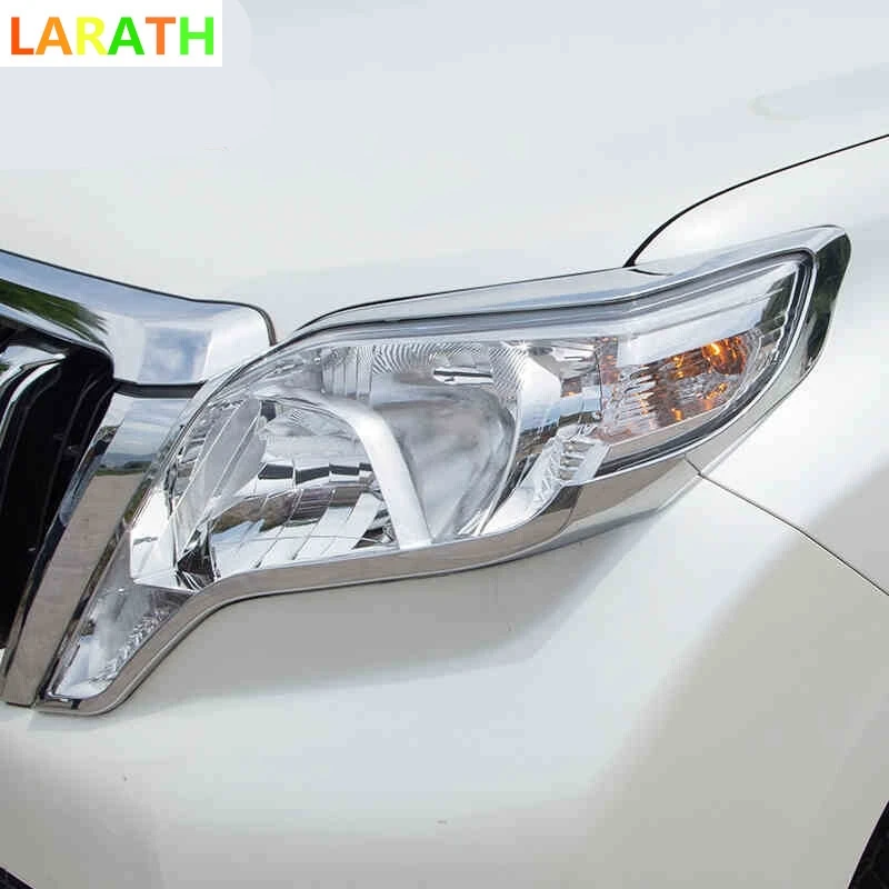 For Toyota Land Cruiser Prado FJ150 FJ 150 2014 2015 2016 2017 ABS Chrome Front Headlight lamp cover Trim Headlamp Frame 2pcs