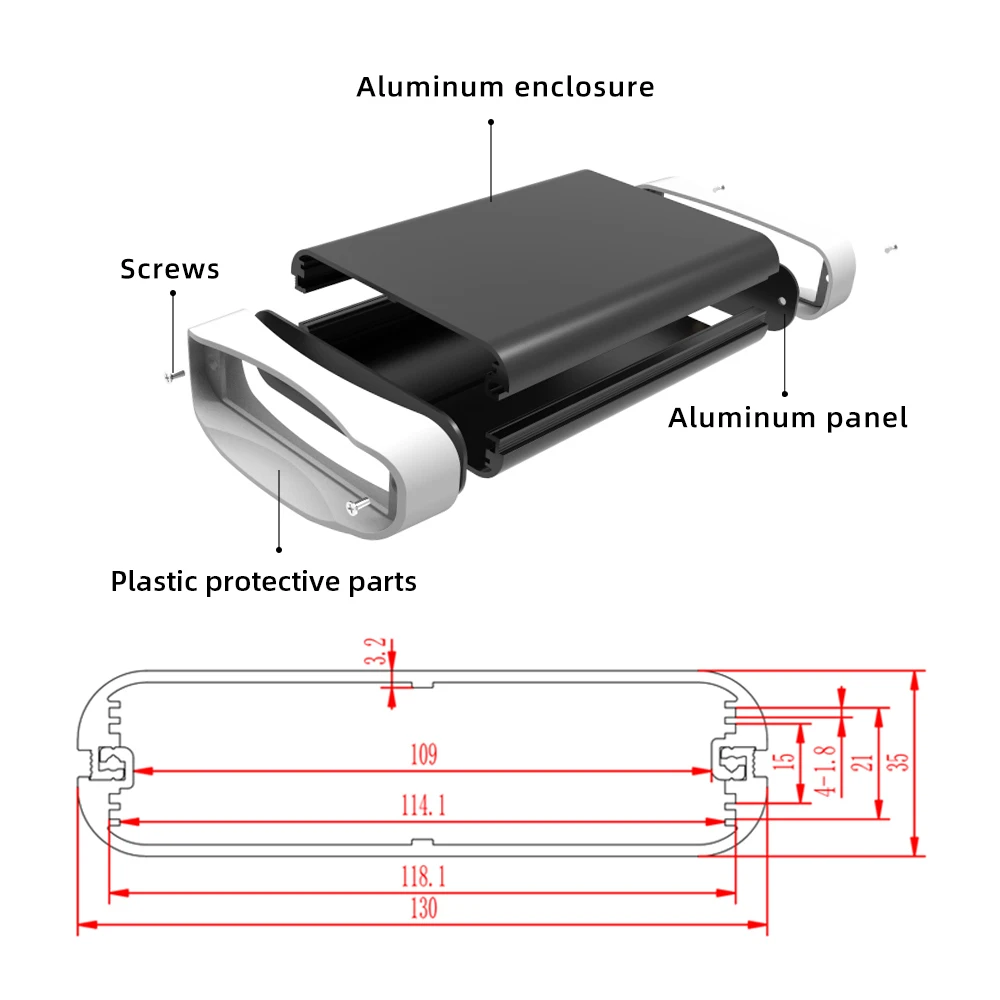 Electric Aluminum Box OEM ODM Fabrication Enclosures K05B 130*35mm Length Can Be Customized