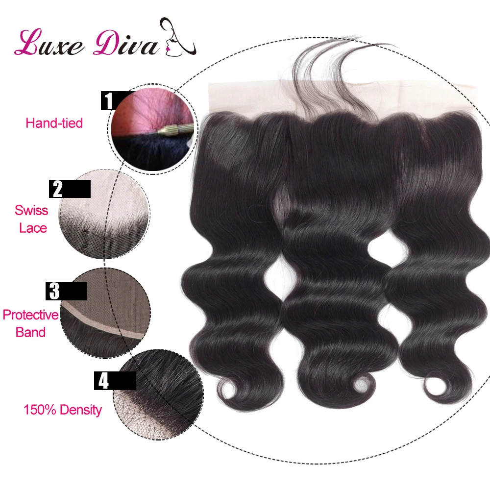 Luxediva Brasilianische Körper Welle 3 Bundles Mit Frontal Closure Menschenhaar-webart Bundles 13x4 Spitze Frontal Remy Menschlichen haar Verlängerung