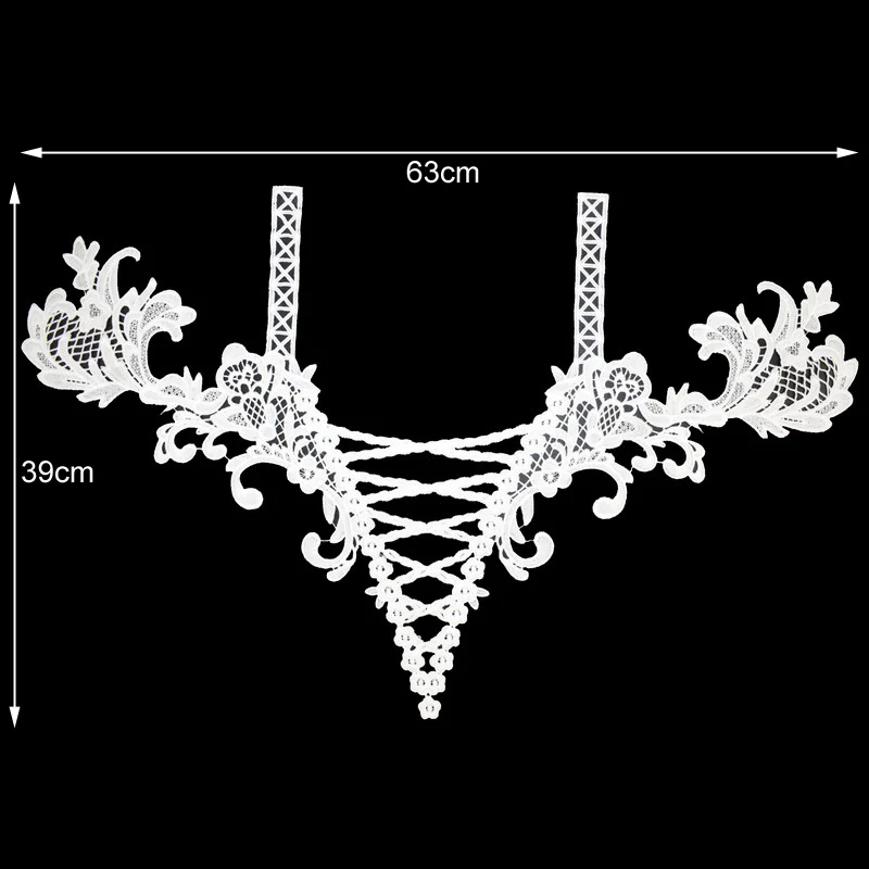 Black Flower Rose Venise Lace Collar Applique Trim, Lace Fabric Sewing Supplies Scrapbooking BW085