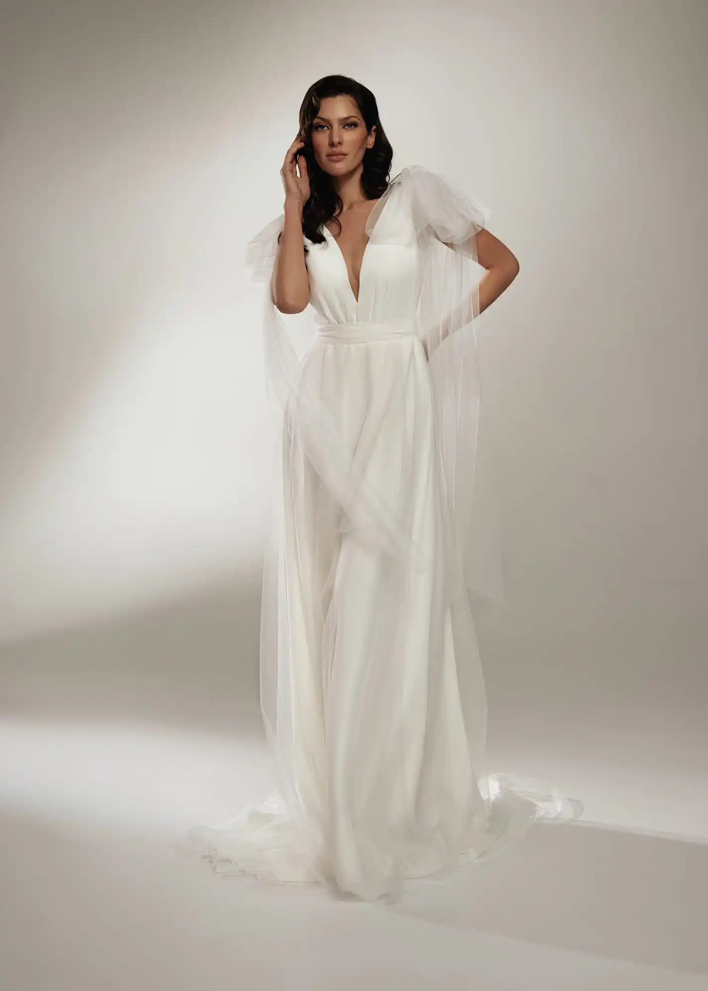 Robe de Mariée Élégante en Satin Personnalisée, Col en V, Dos aux, Grand Nministériels d, Balayage Simple, Couleur Blanche, 2025