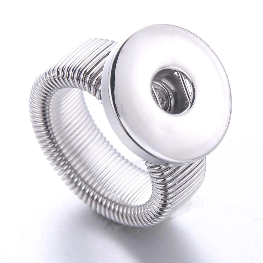 New Snap Jewelry Metal Snap Button Ring 18mm 12mm DIY Party Ring Interchangeable Rings for Women Men Rings