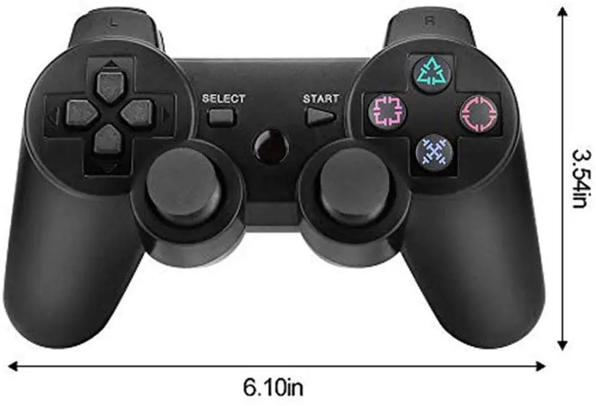 PS3 Controller 2 Pack Wireless 6-axis Dual Shock Gaming Controller for Sony Playstation 3 with Charging Cord (Black)