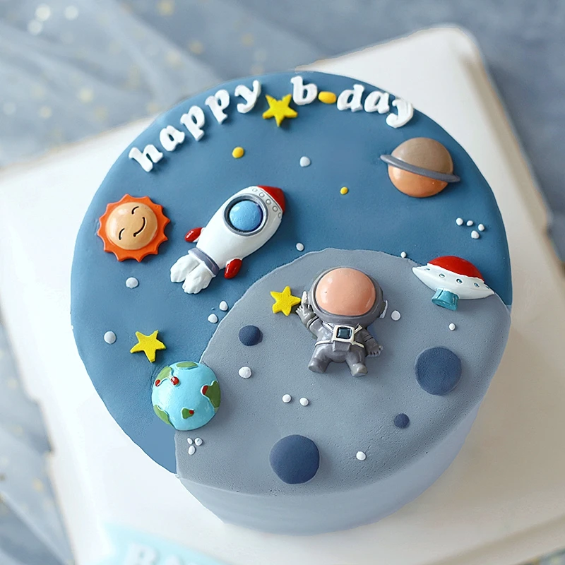 Decor Cake Topper Astronaut Space Boy Birthday Party Decorations UFO Kids Decor Cake Topper Dessert Baby Shower DIY Decor Part