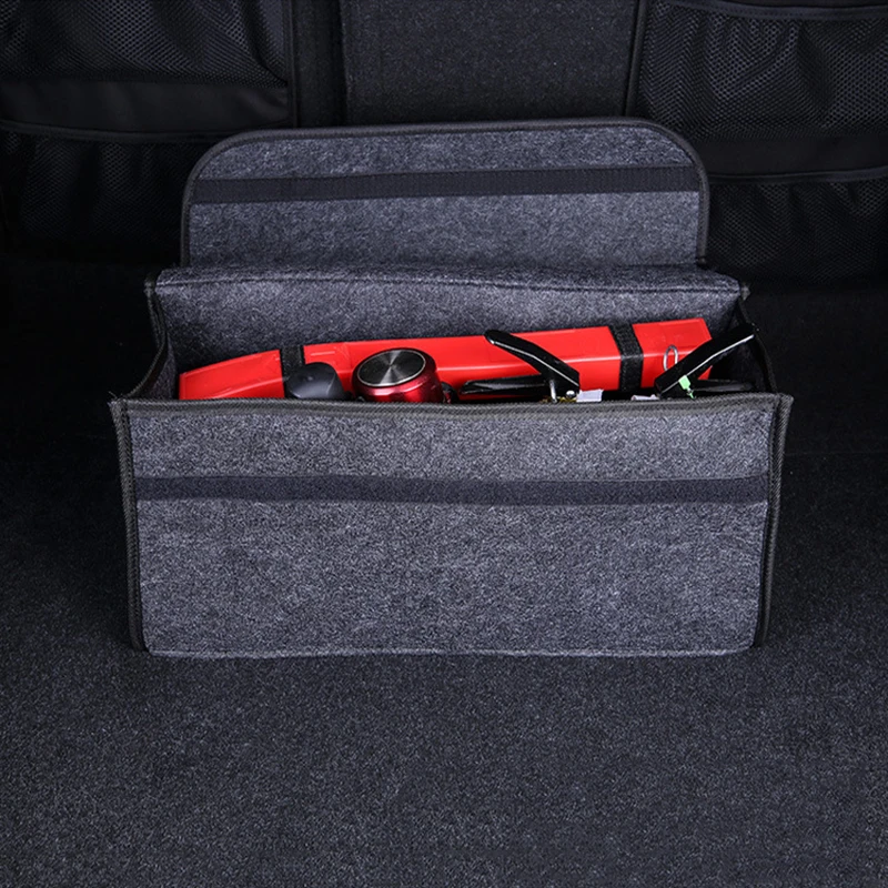 Felt Cloth Car Trunk Organizer Box Portable Foldable Storage Box Case Auto Interior Stowing Tidying Container Bags Black Grey