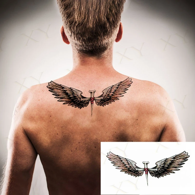 Waterproof Temporary Tattoo Sticker Black Stripe Bar Line Fire Phoenix Bird Fake Flash Tatoo Back Leg Abdomen Arm for Men Women