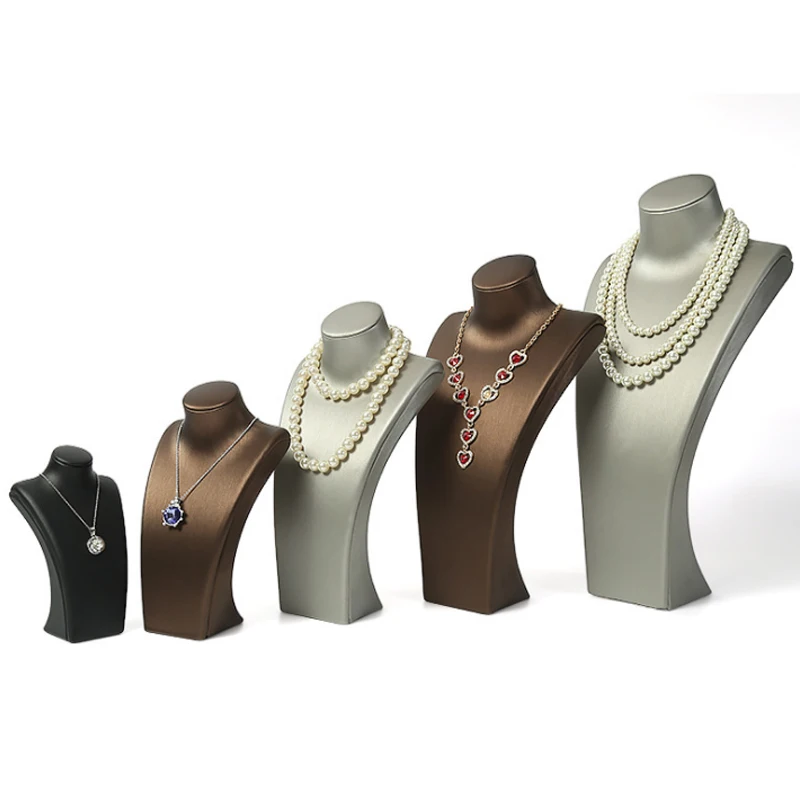 Hot Sale Classic PU Leather Black Portrait Hanging Neck Jewelry Stand Necklace Stand Model Display Stand Jewelry Photo Props
