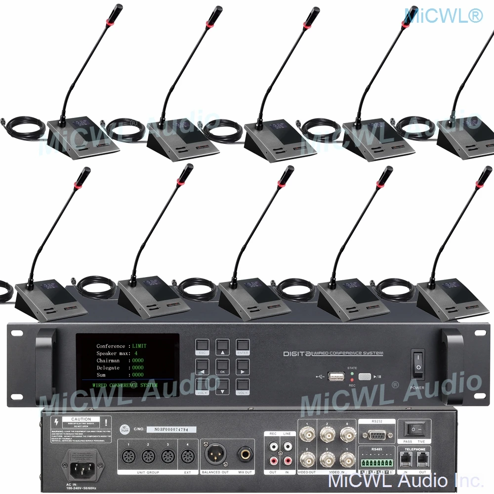 

MICWL Digital Wired Video tracking Conference Microphone System Built-in speaker President Delegate Table Mics A450M-A4516