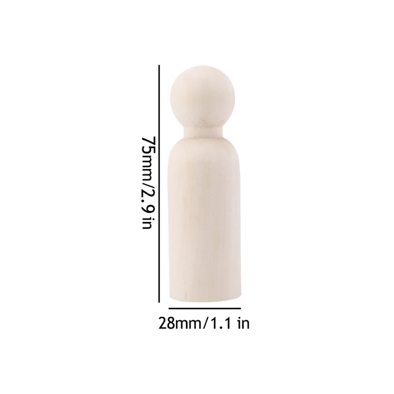 Wooden Peg Dolls Set, 5PCS for DIY Decoration