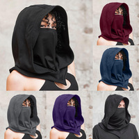 Unisex Halloween Costumes Medieval Mask Hat Cosplay Renaissance Hooded Cloak Assassin Black Gothic Vampire Accessories