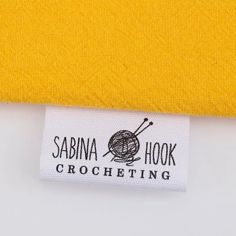 Washable Cotton Fabric for Knitting, Crochet, Sewing Labels, Custom Logo, Clothing, Business Name, 35mm x 60mm, MD5214