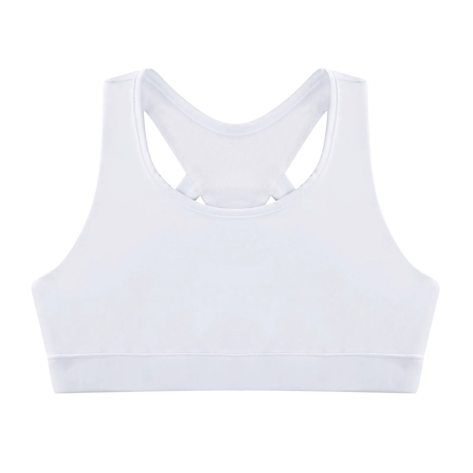 Kids Girls Yoga Sports Crop Tops Racer Hollow Back Sports Bras Breathable Athletic Fitness Running Gym Vest Tops Sportswear