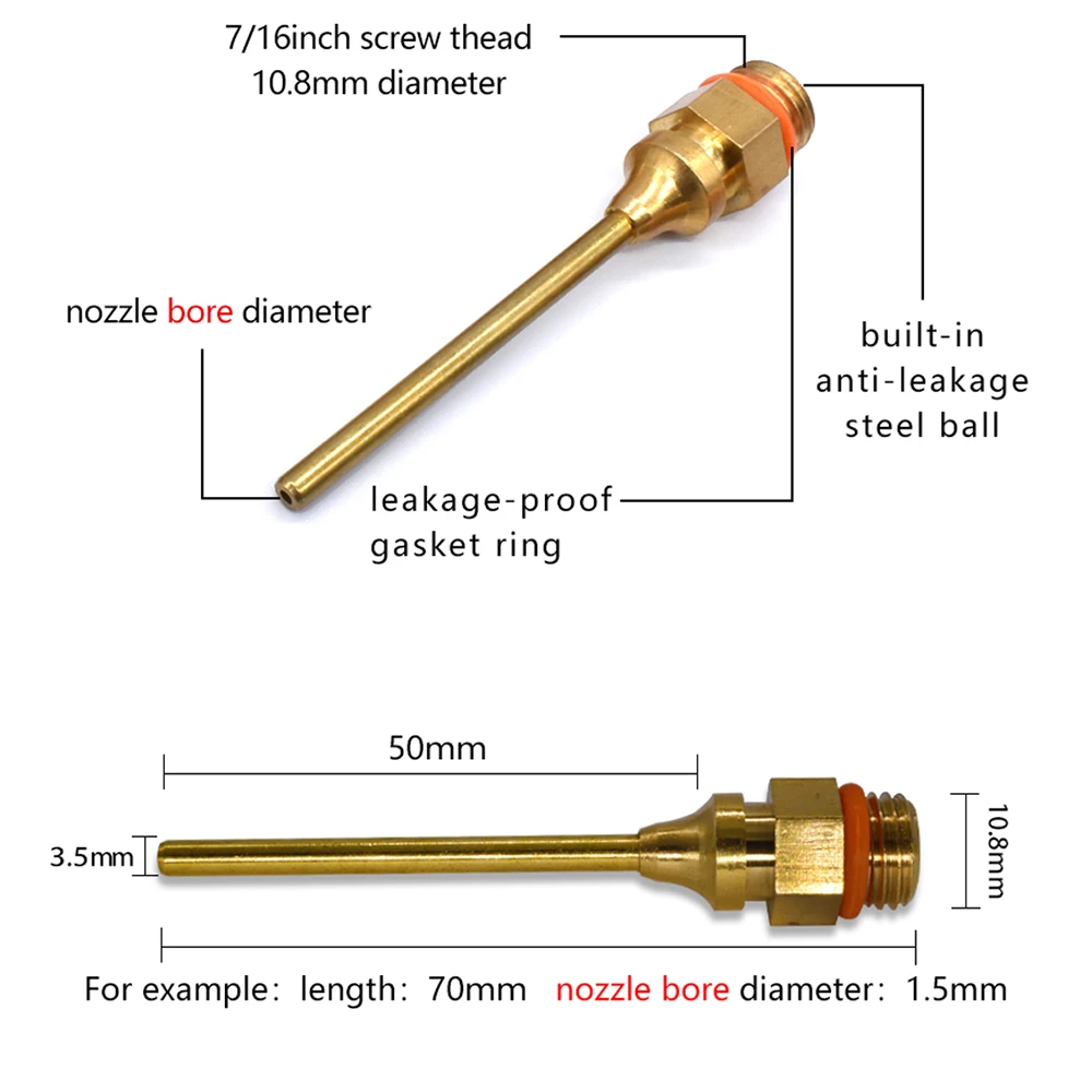 Glue Gun Nozzle accessories Copper material ,Suitable for hot melt glue gun with 11mm glue stick ,Built-in leakproof steel ball.