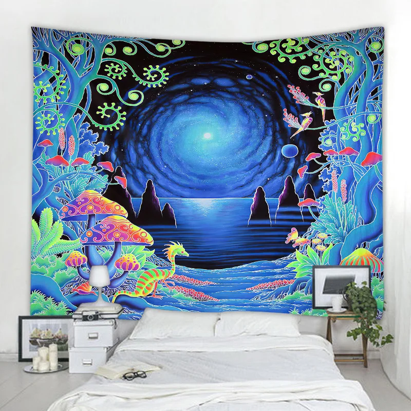 

Mushroom psychedelic abstract tapestry art deco blanket curtain hanging home bedroom living room decoration polyester hippie