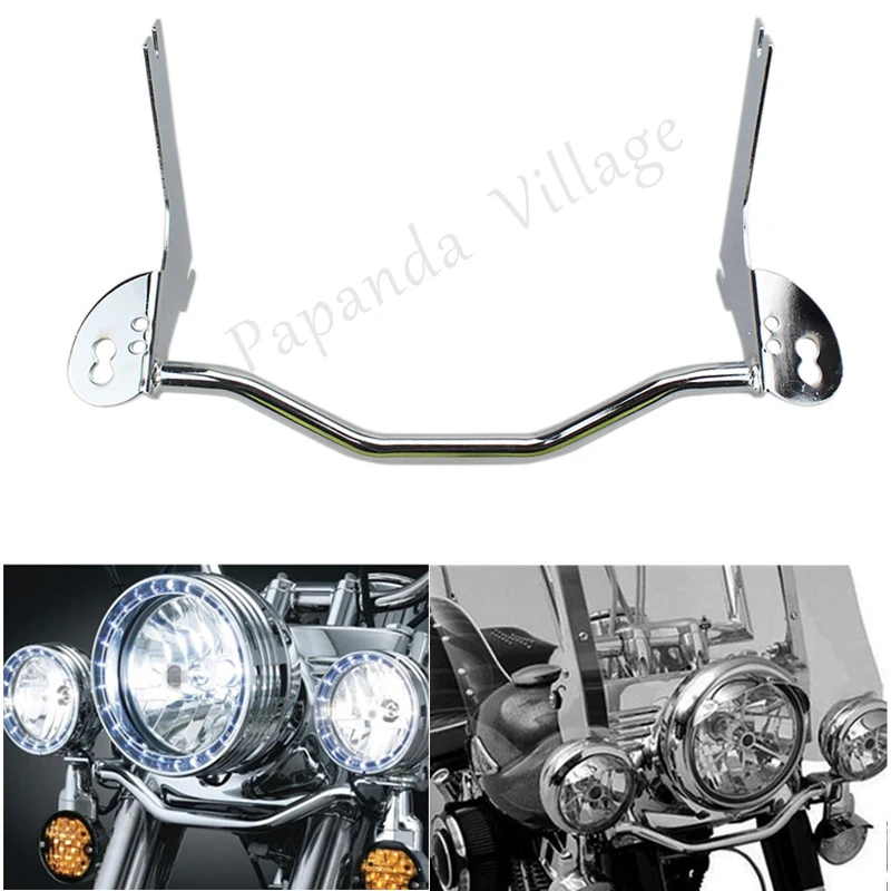 Motocykl stal chromowana przechodząc lampa pomocnicza z kolei światła przeciwmgielne Bar montażu uchwyt do harleya Road King FLHR 1994-2013 niestandardowe