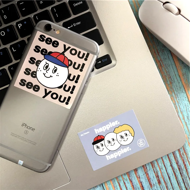 Ins Cartoon Big Face Cute Stickers Scrapbooking Repeatable Paste Waterproof Mobile Phones Tablet Decorative Sticker Stationery