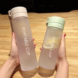 600/800ML Large Capacity Frosted Plastic Water Bottle With Tea Strainer BPA Free Portable Sport Transparent Drinking Water Cups