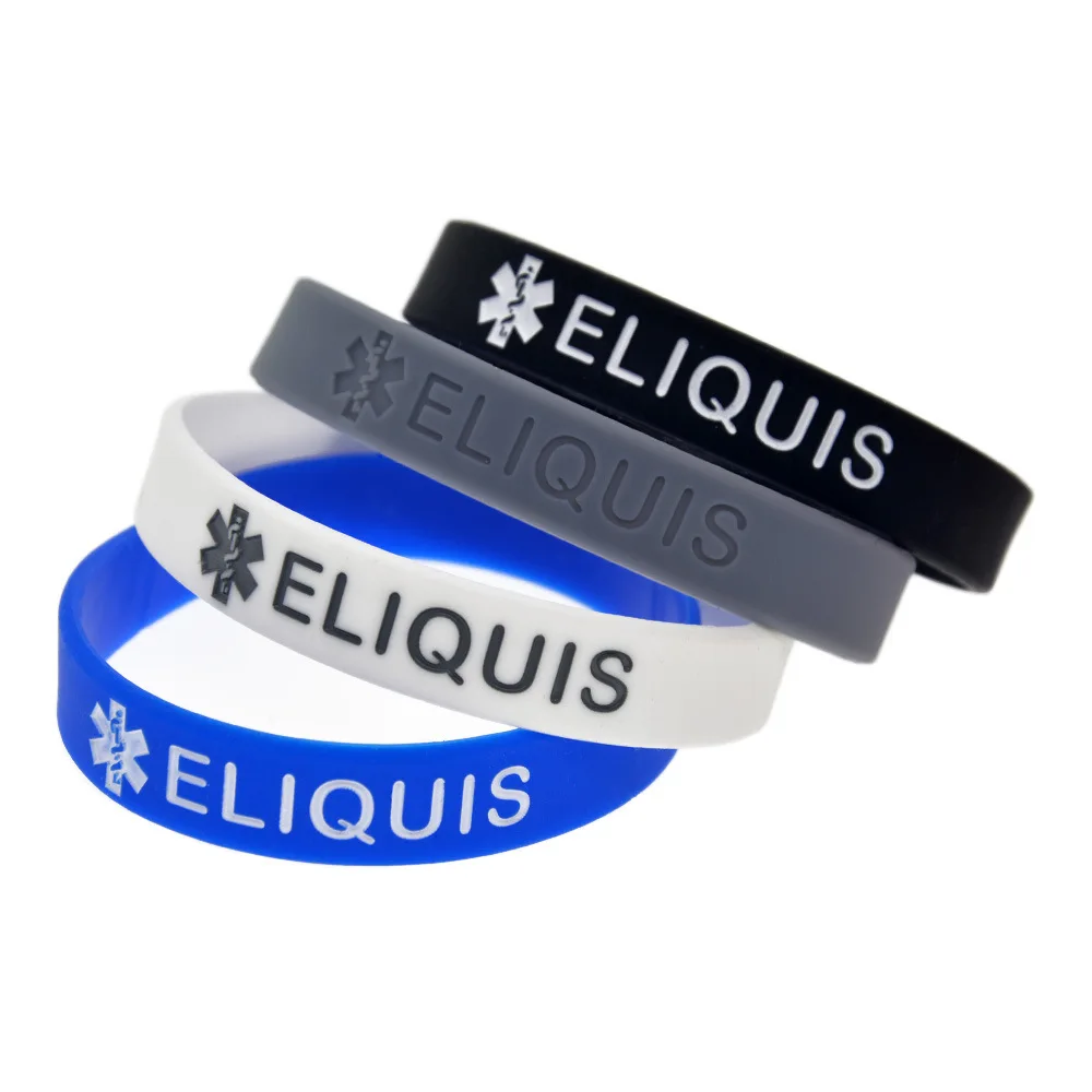 Pulsera de silicona Eliquis a la moda, pulsera con etiqueta médica, pulsera verde suave, pulsera de relleno grabada, gran oferta