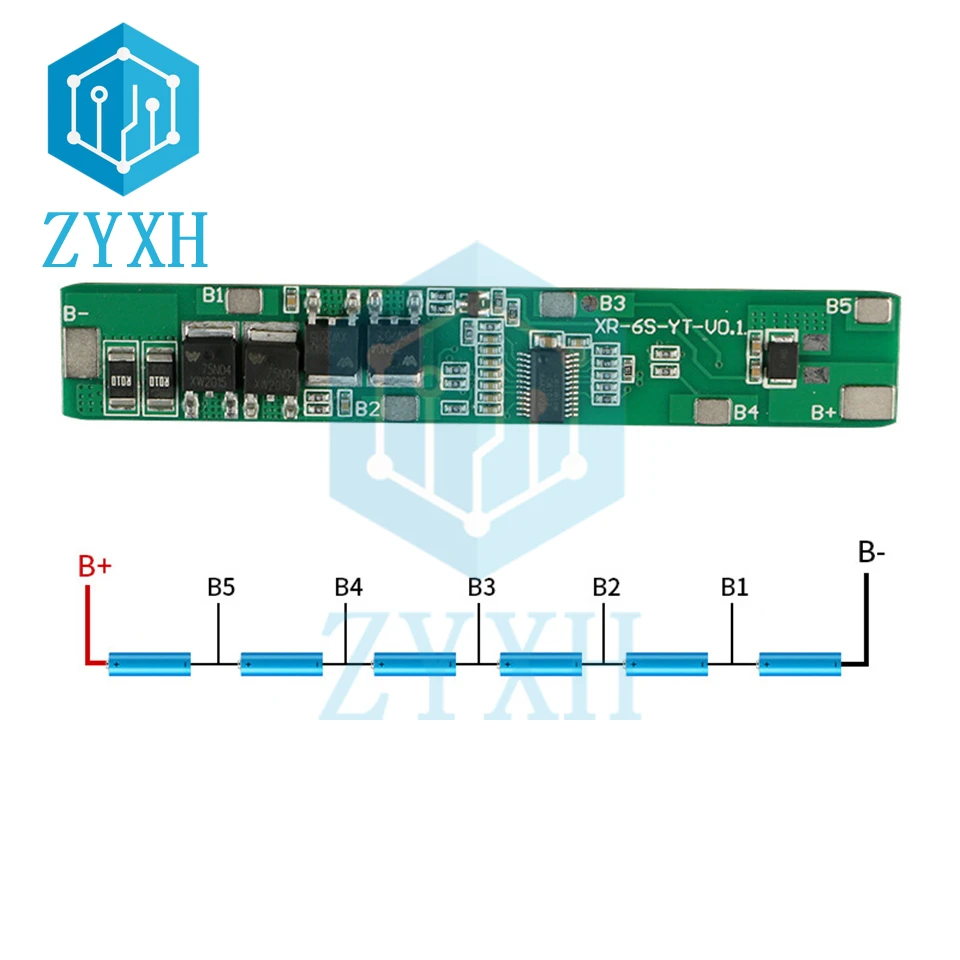 6S BMS 10A 5A 22.2V 18650 litowo-jonowy akumulator litowo-jonowy wspólny Port zabezpieczenie przed zwarciem na zabawki elektryczne