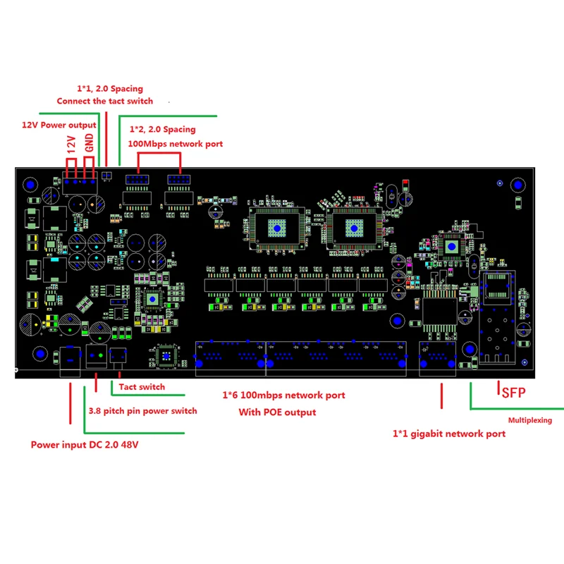 Industriale modulo switch 9 port gigabit SFP interruttore di supporto del modulo AF/A del ponticello di wifi outdoor cpe switch di rete 1000mbps