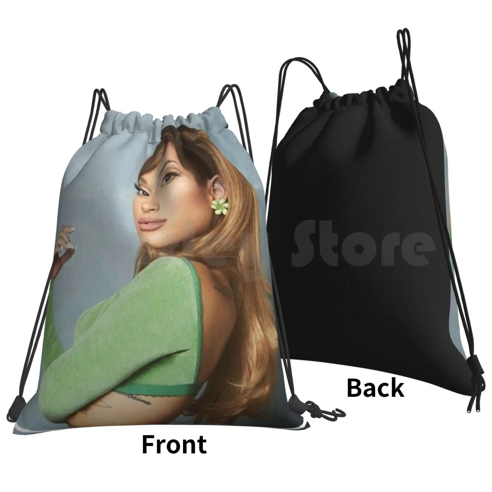 Classic Women Arianas Backpack Drawstring Bag Riding Climbing Gym Bag Pop Womens Beautiful Girls Music Cover Grandes