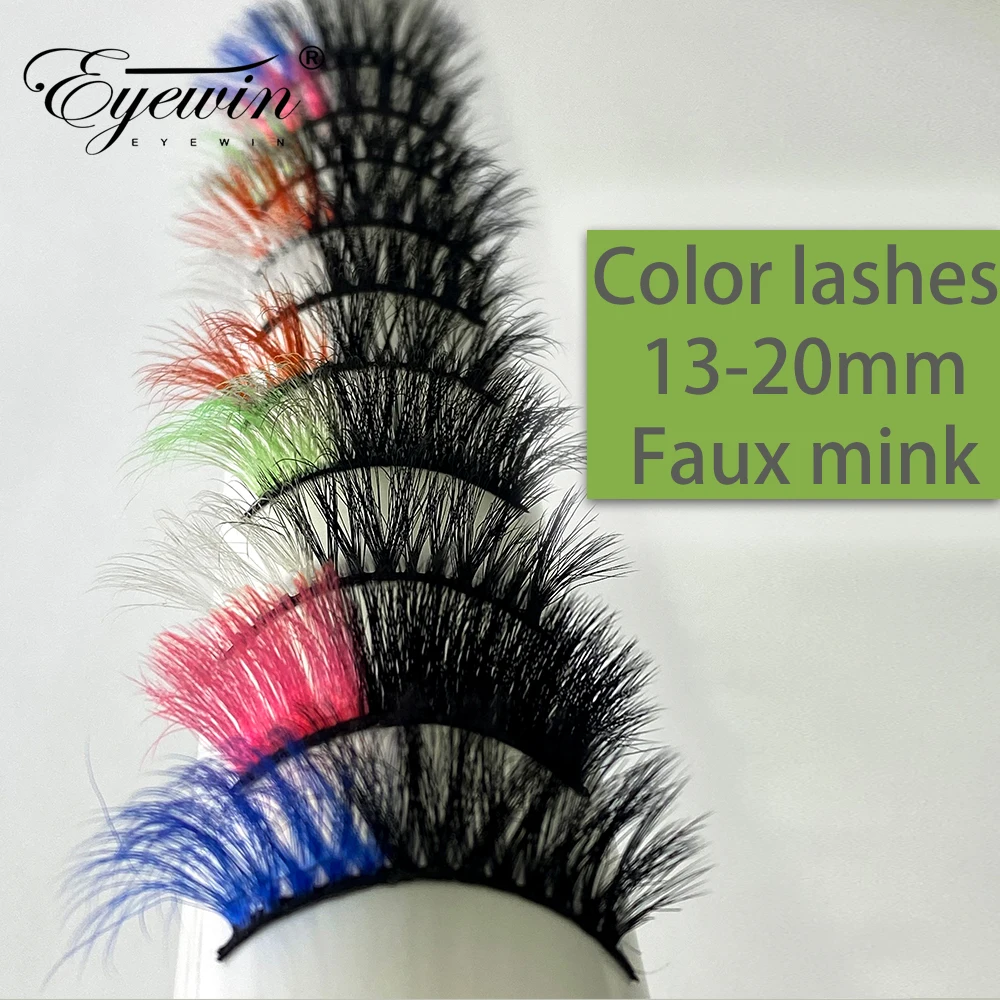 Color Lashes 3D Faux Mink 13-20mm Makeup Party Coloured Eyelashes With Color Streaks Handmade Crisscross Colored Cilias Ombre